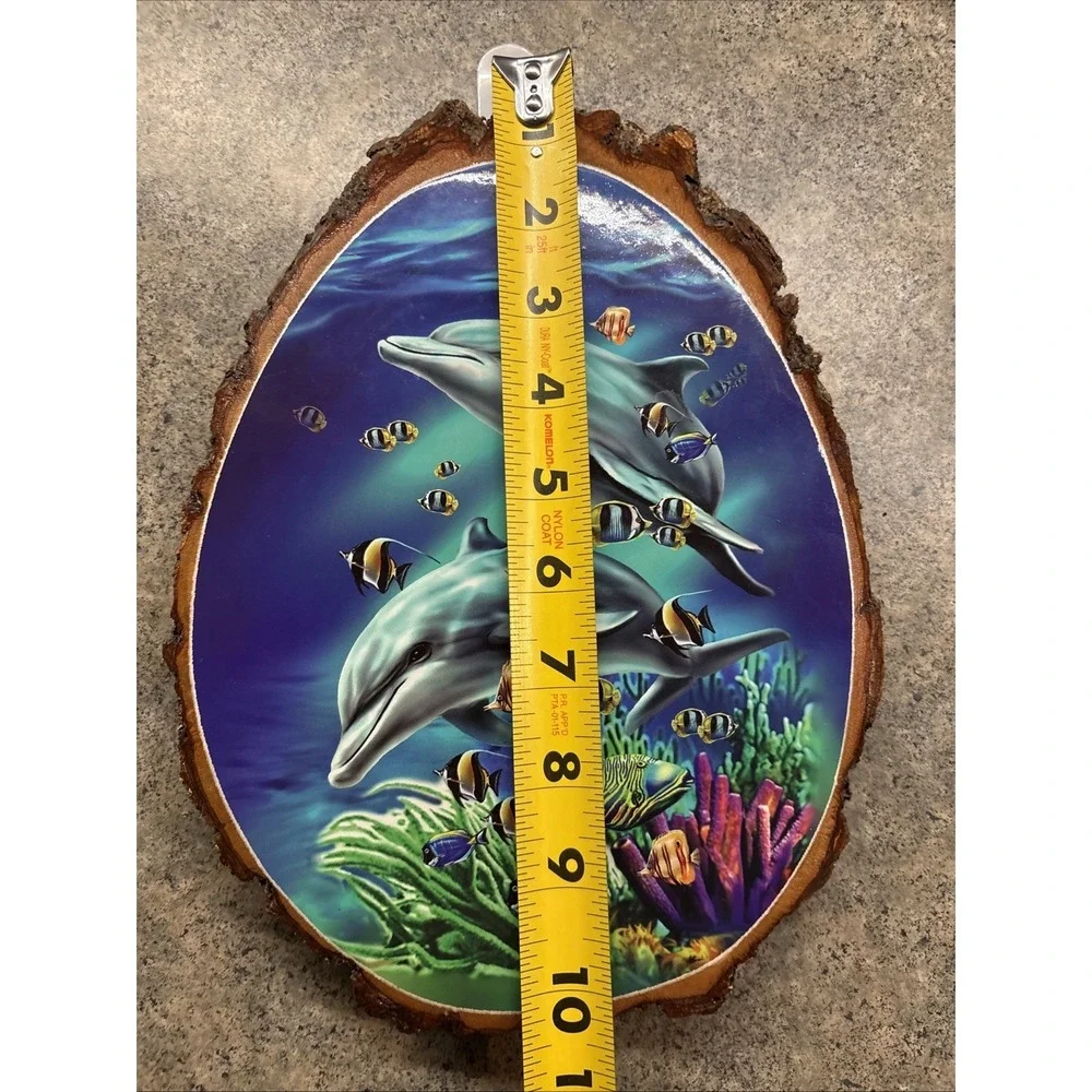 Unique Dolphin Saltwater Fish Wood Block Wall 10.5 Inch Plaque Excellent Cond.